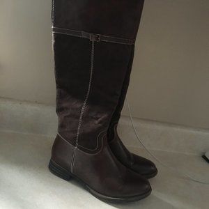 Maurices Tall Brown Boots Samantha Faux Suede Size 7M 1" Heel